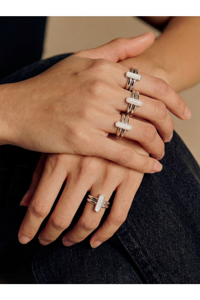 Infinity Duo Bar Ring in White Marble, Alternate, color, White
