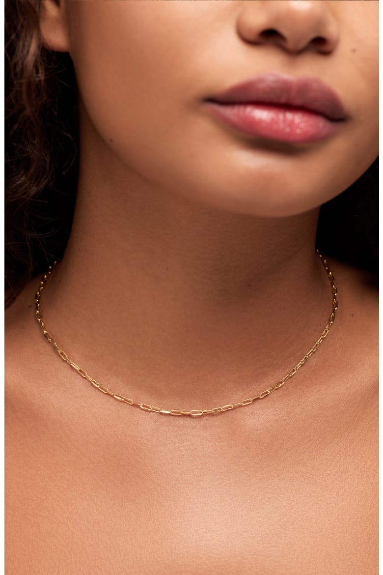 Solid Yellow Gold - Medium Paperclip Necklace, Alternate, color, Gold