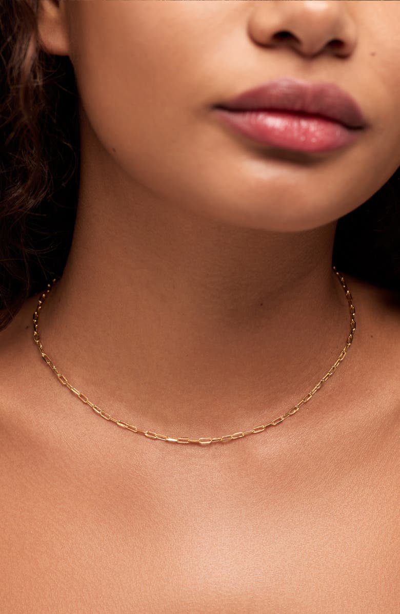 Ana Luisa Solid Yellow Gold - Medium Paperclip Necklace, Alternate, color, Gold