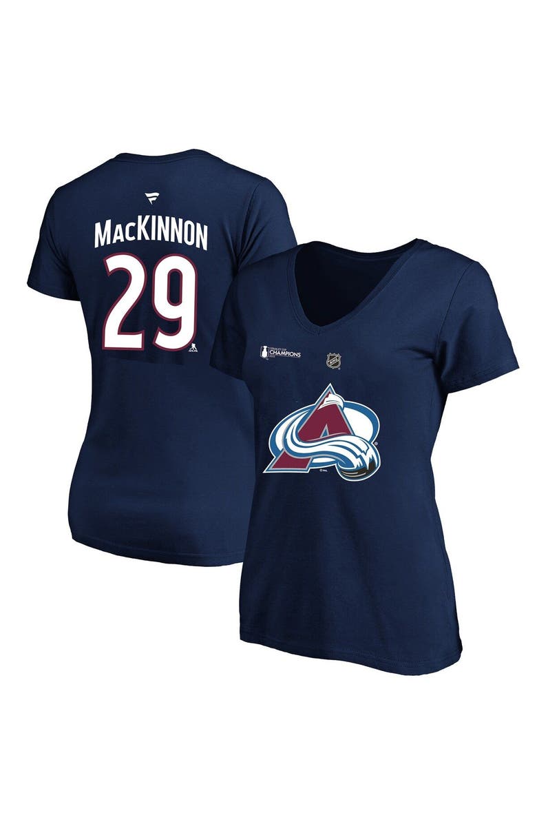 FANATICS Women's Fanatics Branded Navy Colorado Avalanche 2022 Stanley Cup Champions Plus Size Name & Number V-Neck T-Shirt, Main, color, 