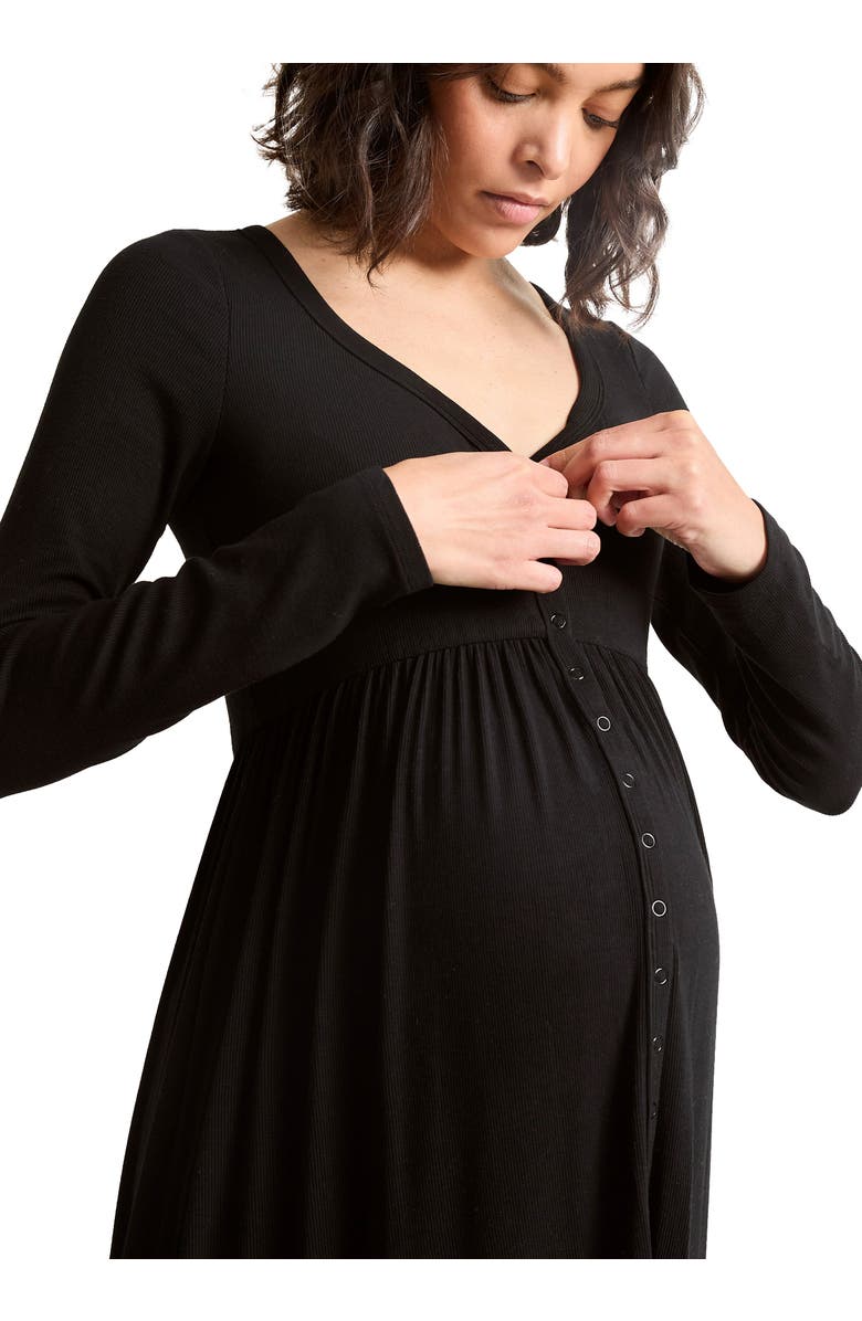 HATCH Collection The Softest Rib Long Sleeve Maternity/Nursing Dress, Alternate, color, Black