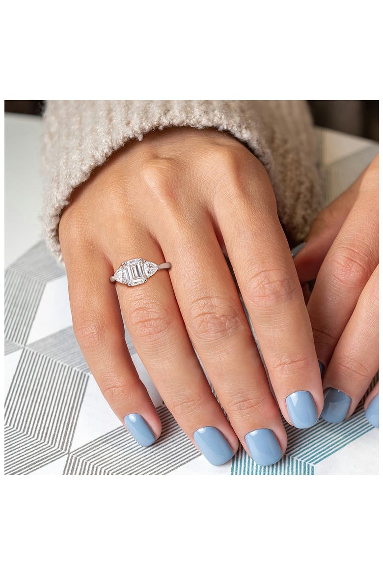 Octagon Cut & Trilliant Cut Moissanite Ring, Alternate, color, WHITE