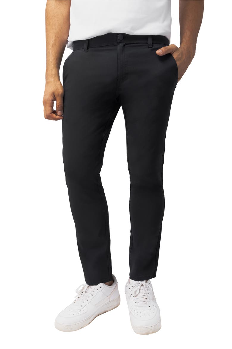 Hidden Zip Pocket Twill Trousers, Alternate, color, BLACK