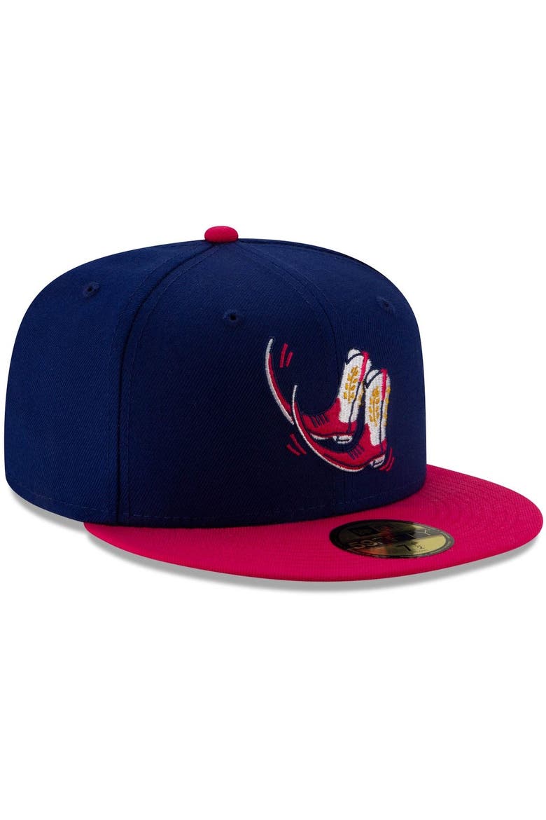 Men's New Era Navy/Pink Pointy Boots de Amarillo Copa de la Diversion 59FIFTY Fitted Hat, Alternate, color, Navy
