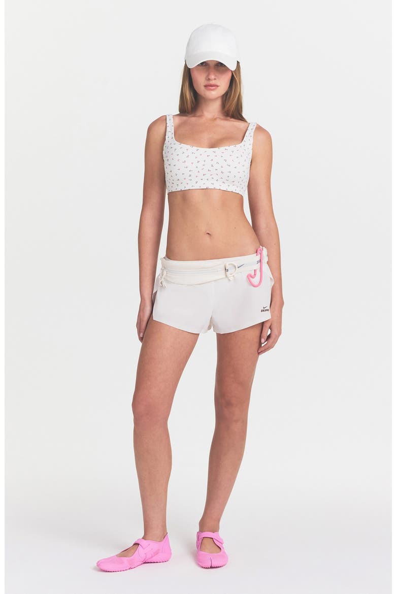 Matte Floral Scoop Neck Bra, Alternate, color, NSKM ACTV IVORY/ NSKM FLAMINGO
