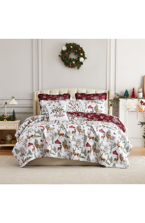 White Christmas Oversize Holiday Quilt Set