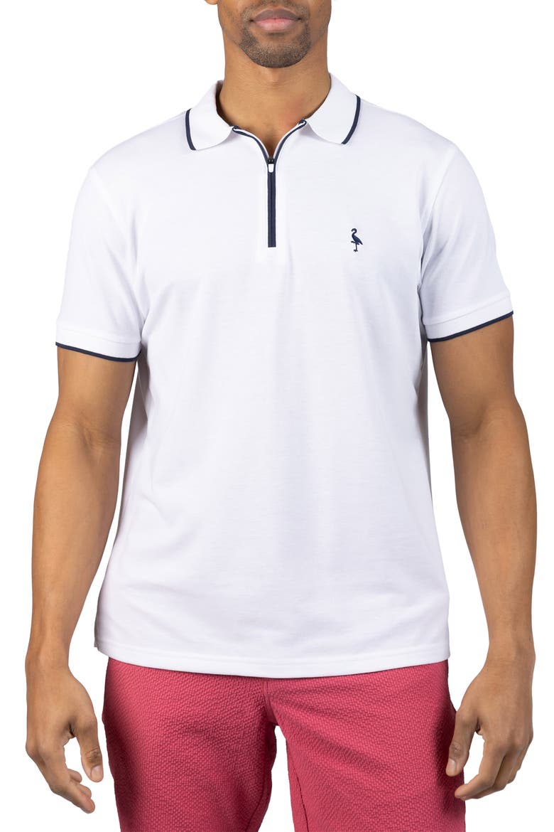 Tipped Piqué Polo, Main, color, WHITE