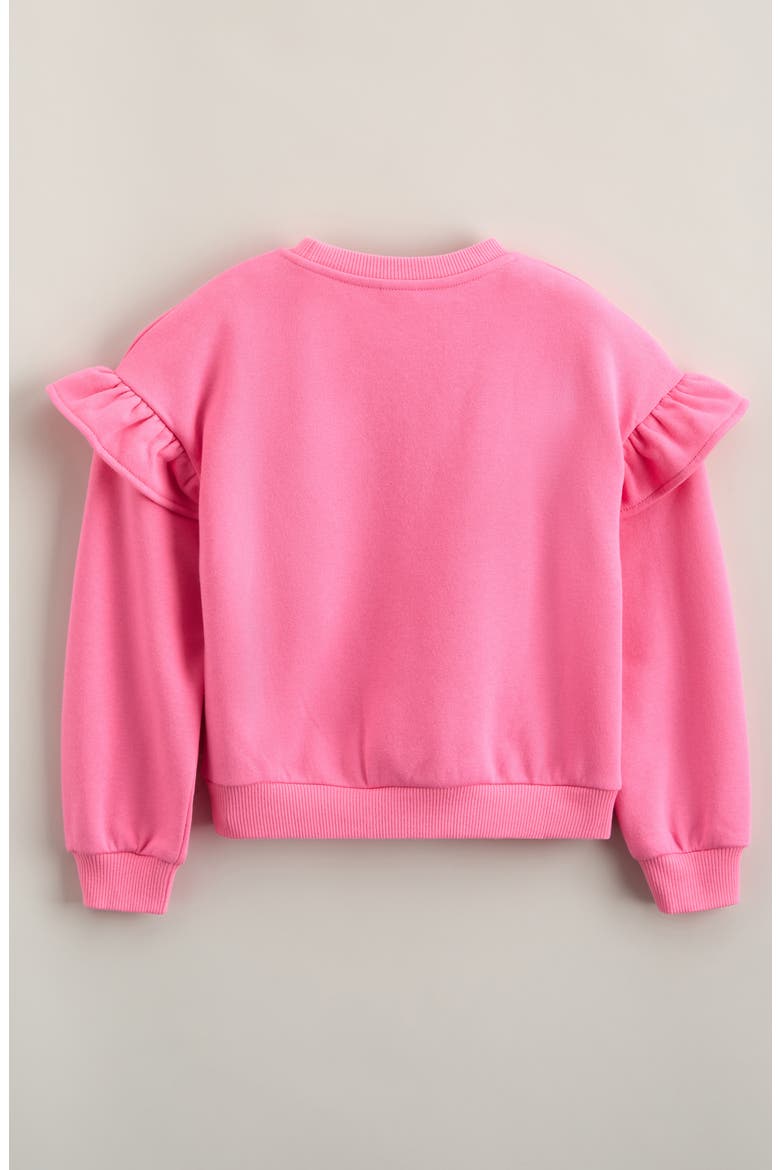 Kids' Ruffle Cotton Blend Sweatshirt, Alternate, color, PINK COSMOS RAINBOW DAISY