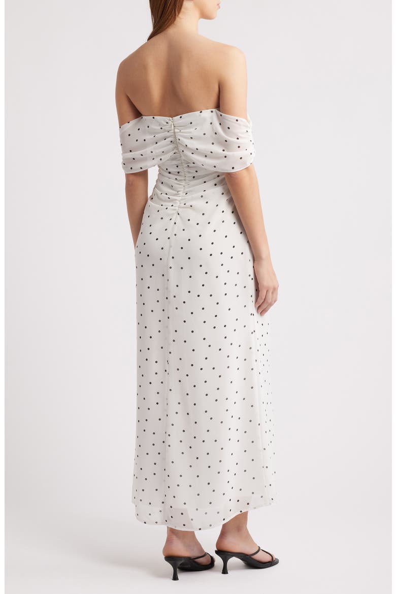 Mini Polka Dot Off the Shoulder Dress, Alternate, color, IVORY MINI POLKA DOT
