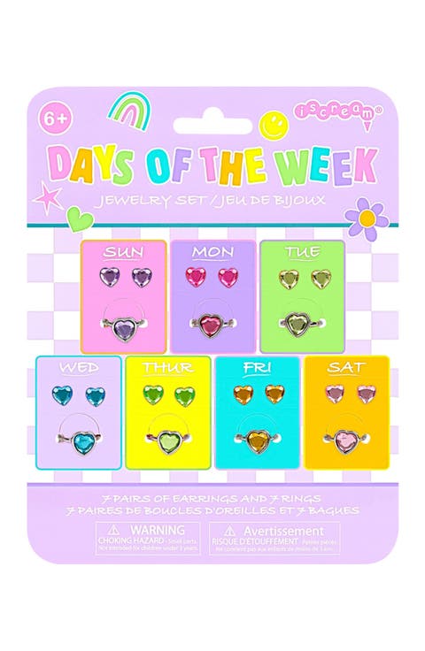 Days of the Week Stick-On Earrings & Rings