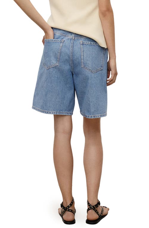 Mango High Waist Denim Bermuda Shorts In Blue