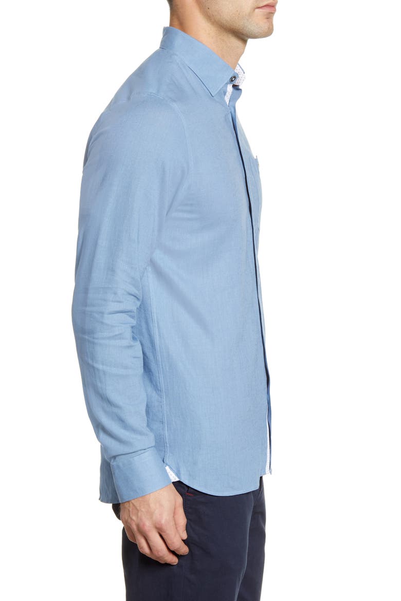 Notip Button-Up Linen Blend Shirt, Alternate, color, NAVY