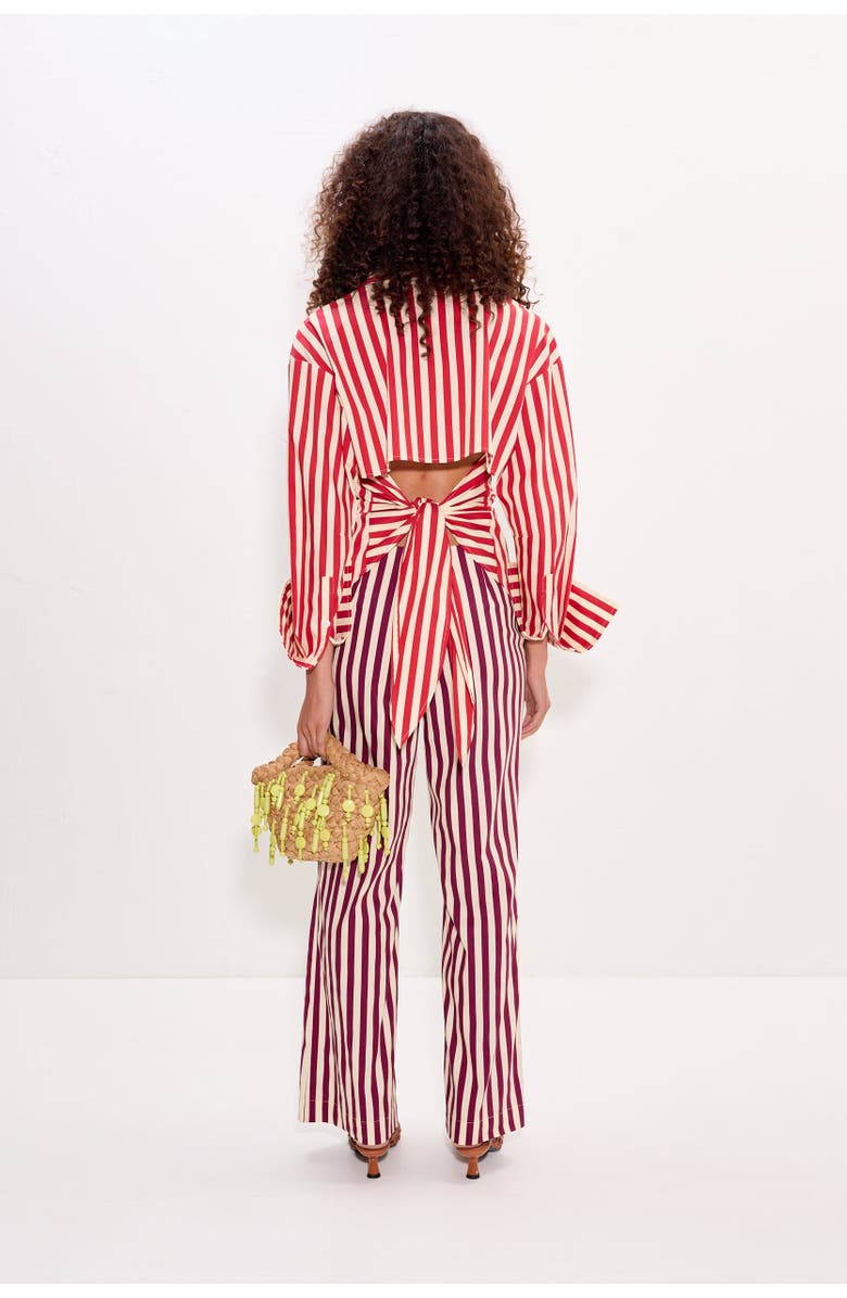 SIMONMILLER Pia Poplin Side Zip Pant, Alternate, color, Bordeaux Stripe