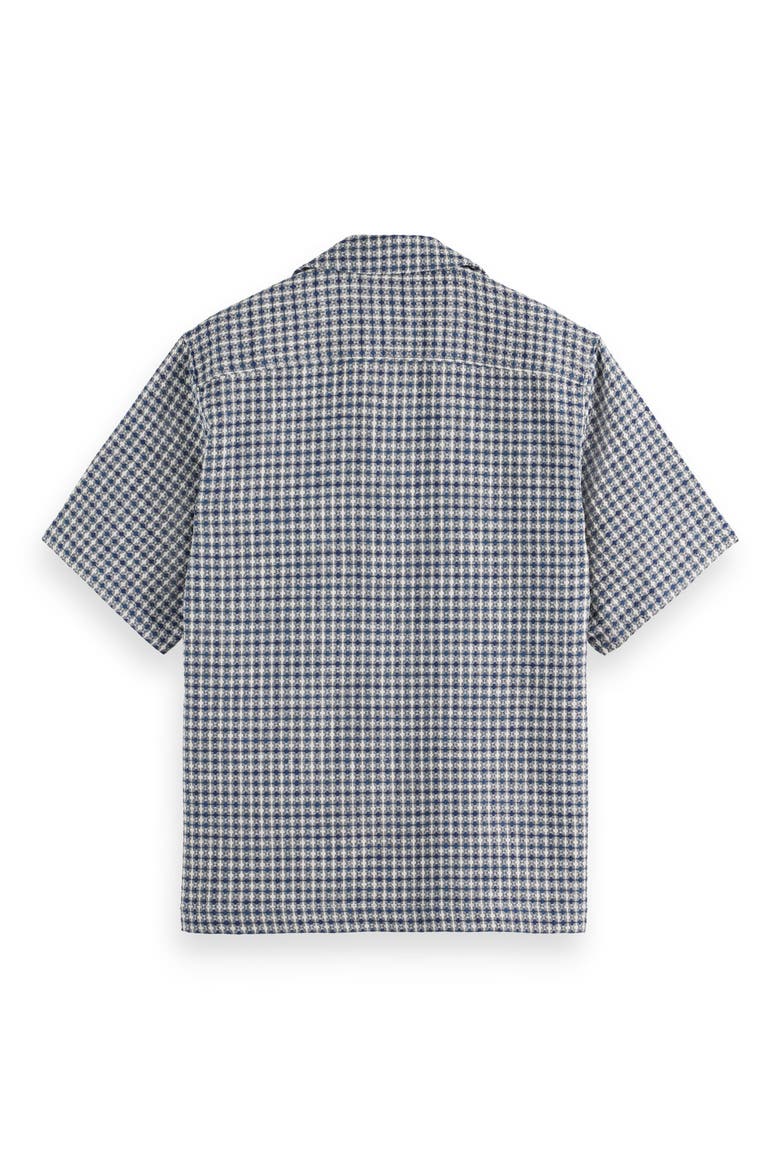 Relaxed Jacquard Cotton & Linen Camp Shirt, Alternate, color, BLUE DIAMOND