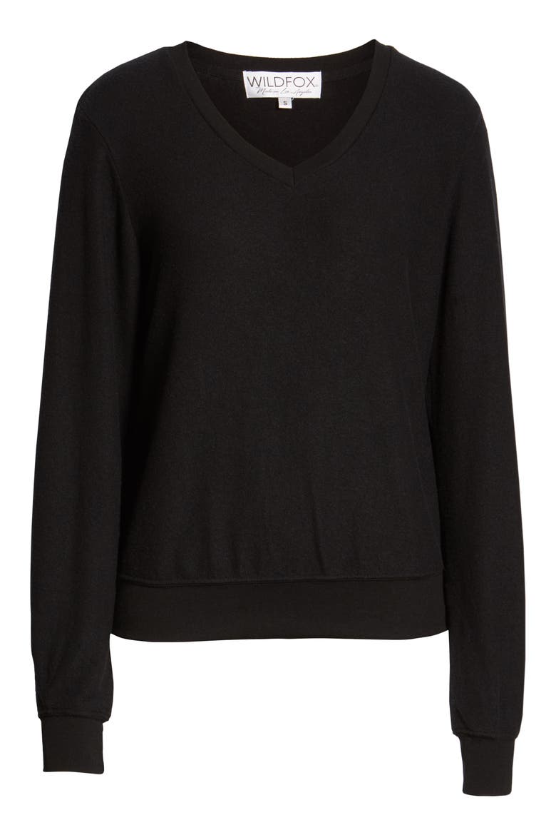 Baggy Beach V-Neck Top, Alternate, color, TRUE BLACK