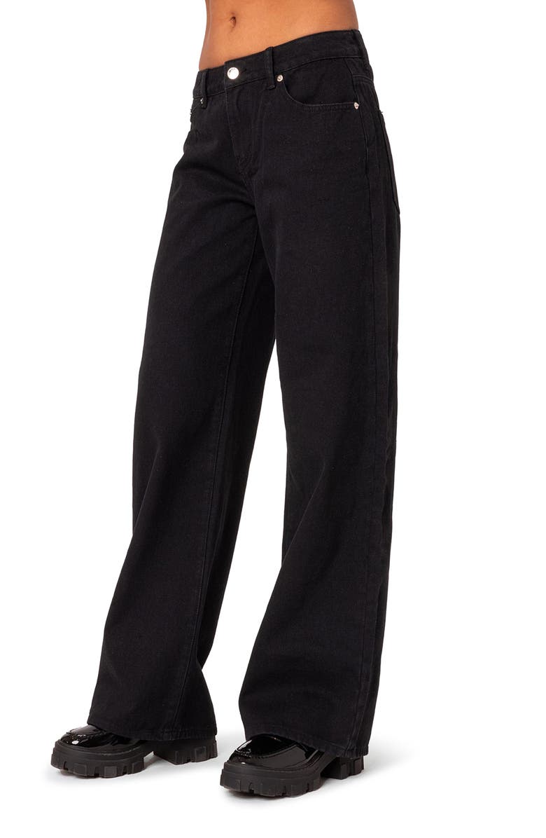 EDIKTED Daytime Wide Leg Jeans, Alternate, color, Black