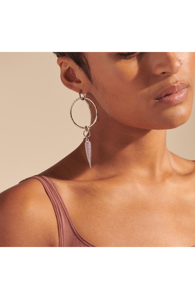 John Hardy Classic Chain Hammered Drop Huggie Hoop Earrings, Alternate, color,