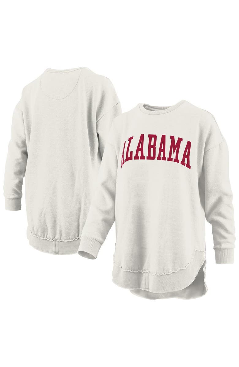 PRESSBOX Women's Pressbox  Oatmeal Alabama Crimson Tide Melange Poncho Vintage Fleece Long Sleeve Pullover Sweatshirt, Alternate, color, Oatmeal
