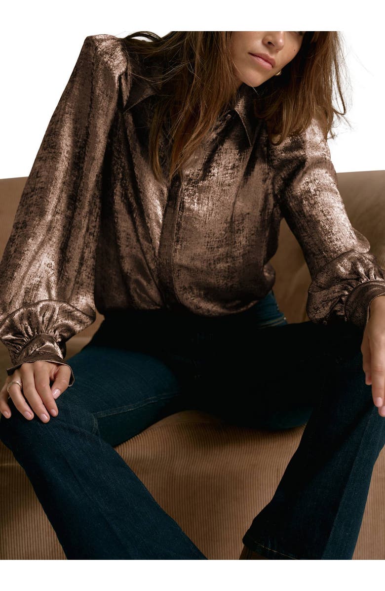 MINT VELVET Metallic Long Sleeve Shirt, Alternate, color, Gold