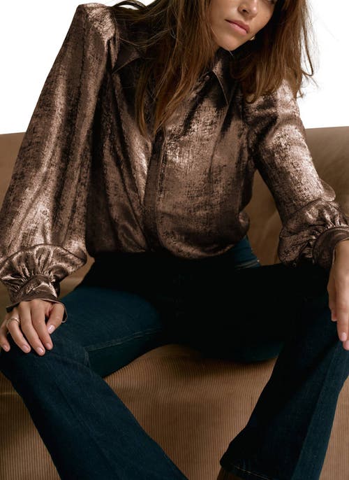 Mint Velvet Metallic Long Sleeve Shirt In Brown