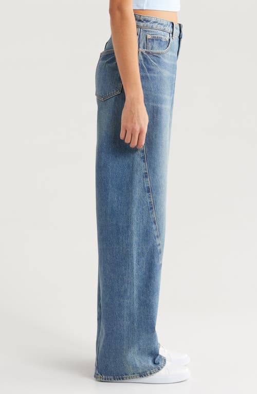 Purple Brand Twisted Coated Baggy Wide Leg Jeans In Mid Indigo