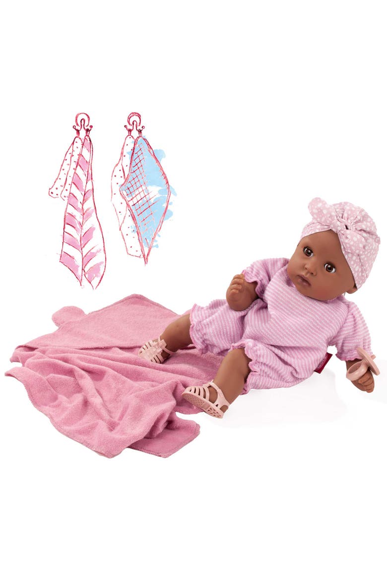 Aquini 13" Soft Cloth Bath Baby Doll, Alternate, color, Multicolored
