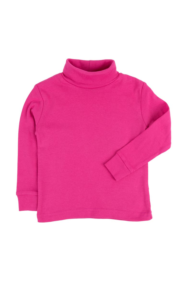 Kids Long Sleeve Cotton Turtleneck Shirt, Alternate, color, Hot Pink