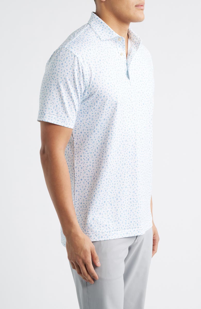 Peter Millar Goalie Soccer Print Performance Jersey Polo, Alternate, color, White