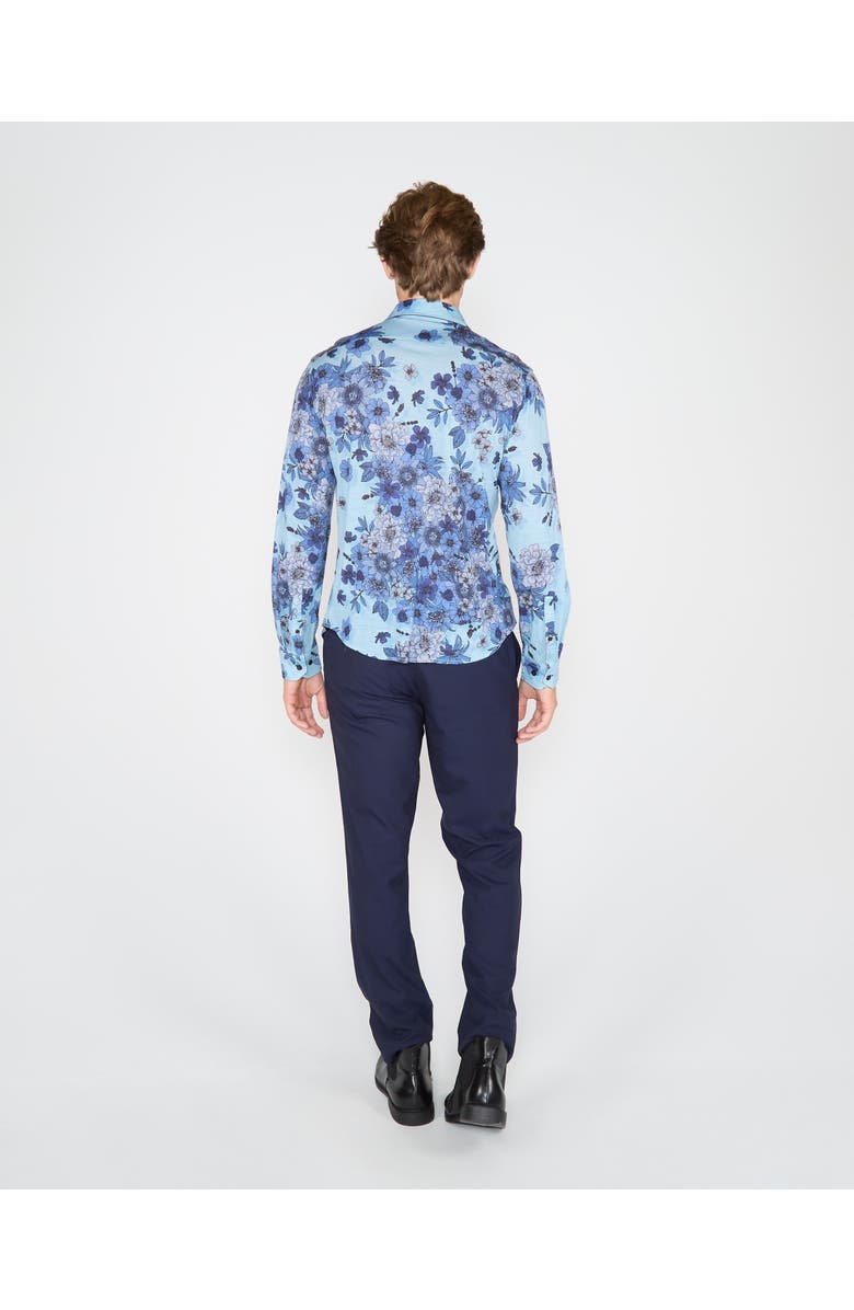 Lords of Harlech Sherlock Tailored Merino Wool Shirt, Alternate, color, Valencia Floral Teal