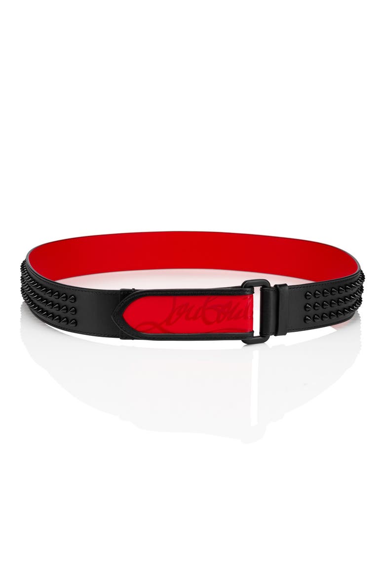 Loubi Spike Belt, Main, color, BLACK/ LOUBI/ BLACK