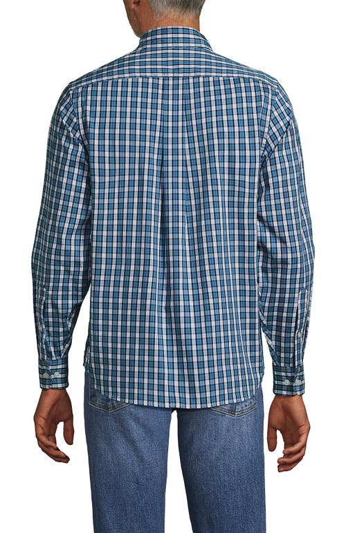 Lands' End Traditional Fit Long Sleeve Travel Kit Shirt In Blue