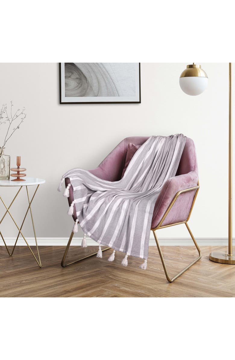 PARKLAND COLLECTION Nara Tassel Throw Blanket, Alternate, color, Light Grey