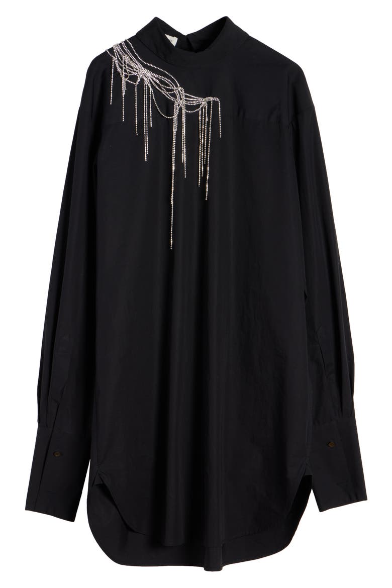 Corso Crystal Chain Detail Long Sleeve Shirt, Alternate, color, BLACK