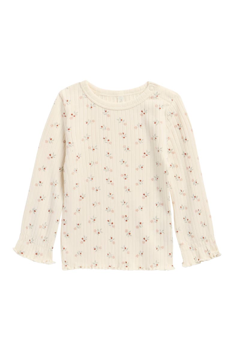 Kids' Ribbed Long Sleeve Top, Main, color, NATURAL DITSY