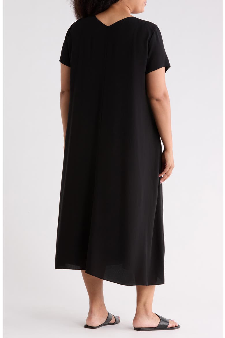 eileen fisher silk midi dress Eileen Fisher Scoop Neck Silk Midi Dress In Black - 50% Off