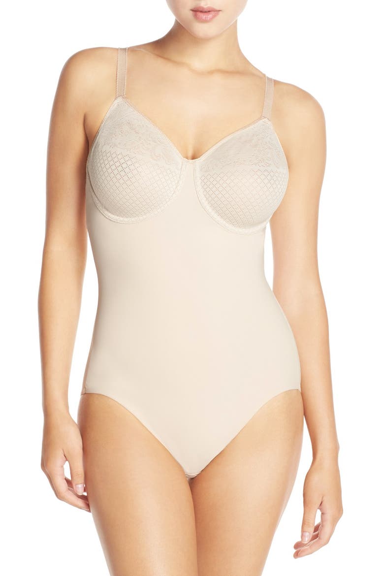 Visual Effects Underwire Shaping Bodysuit, Main, color, SAND