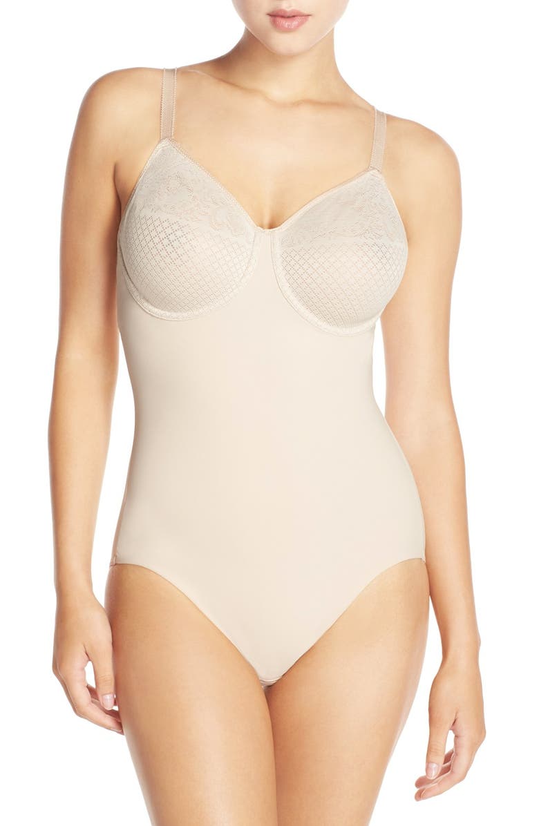 Wacoal Visual Effects Underwire Shaping Bodysuit, Main, color, Sand