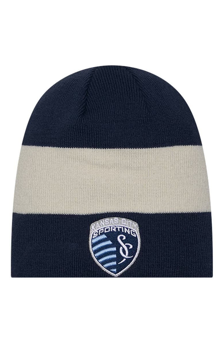 New Era Men's New Era Navy Sporting Kansas City 2024 Kick Off Collection Knit Beanie, Main, color, 