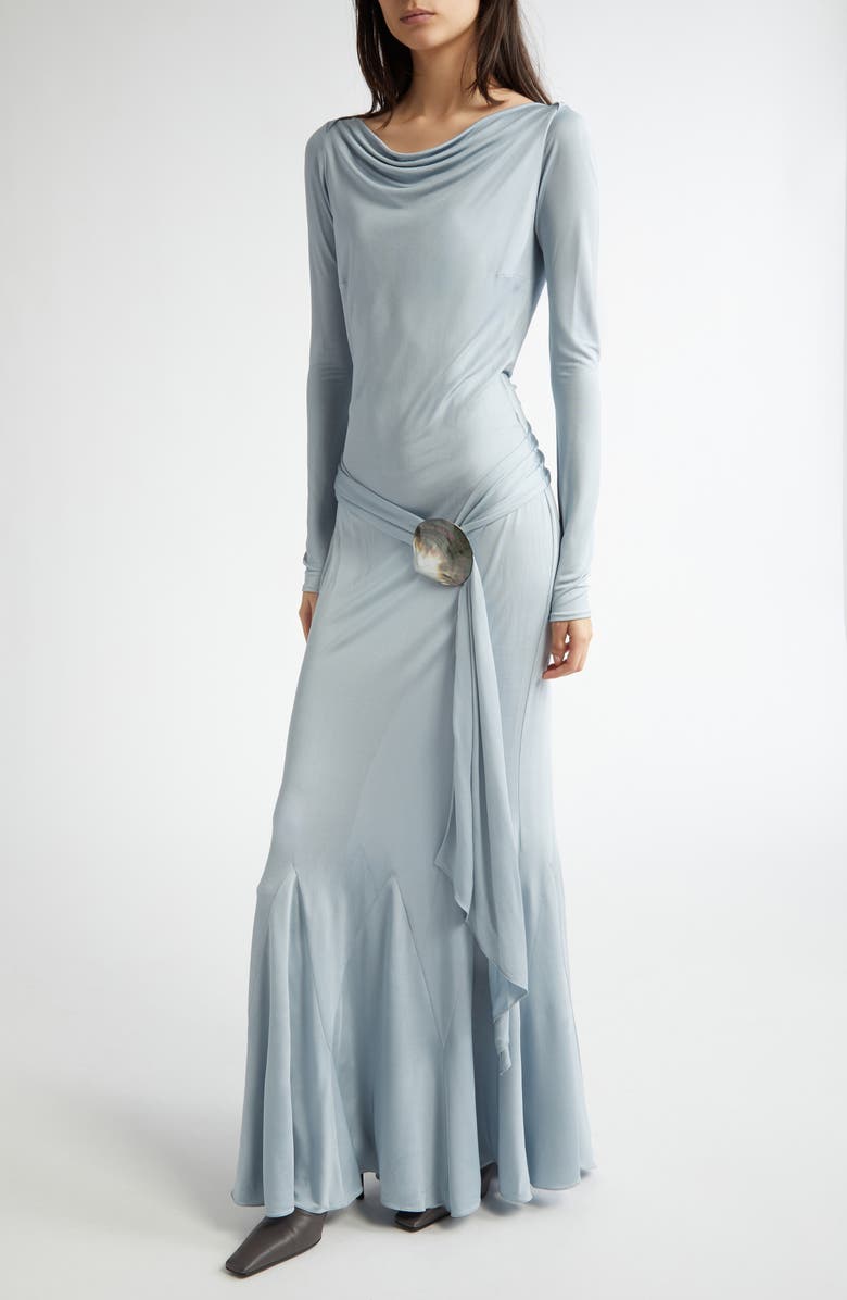 CONNER IVES Demi Couture Long Sleeve Silk Jersey Maxi Dress, Main, color, 