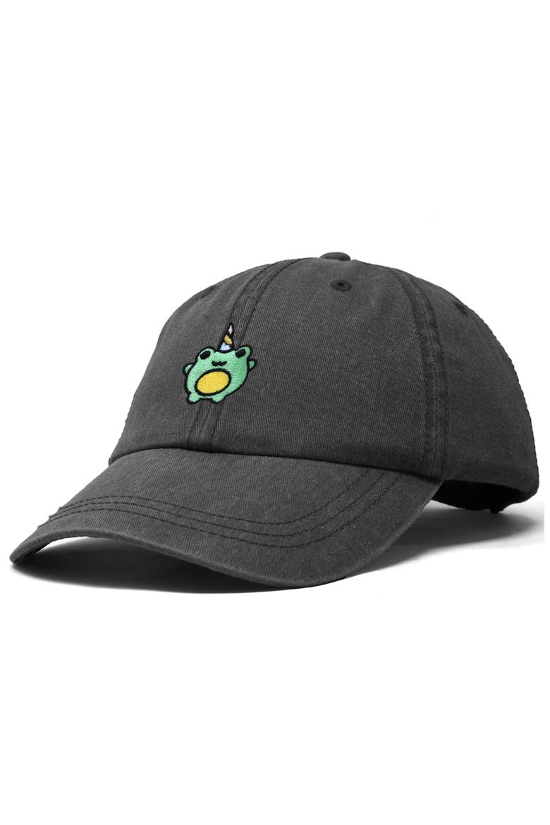Froggy Unicorn Embroidered Cap, Alternate, color, Washed Gray