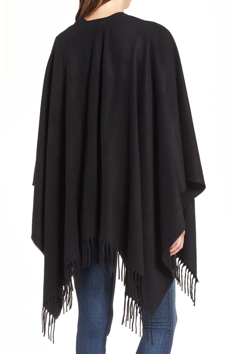 Cashmere Poncho, Alternate, color, BLACK