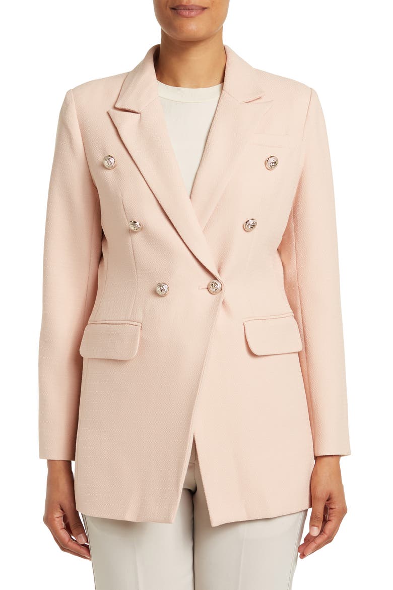 Textured Weave Double Breasted Blazer, Alternate, color, BLUSH