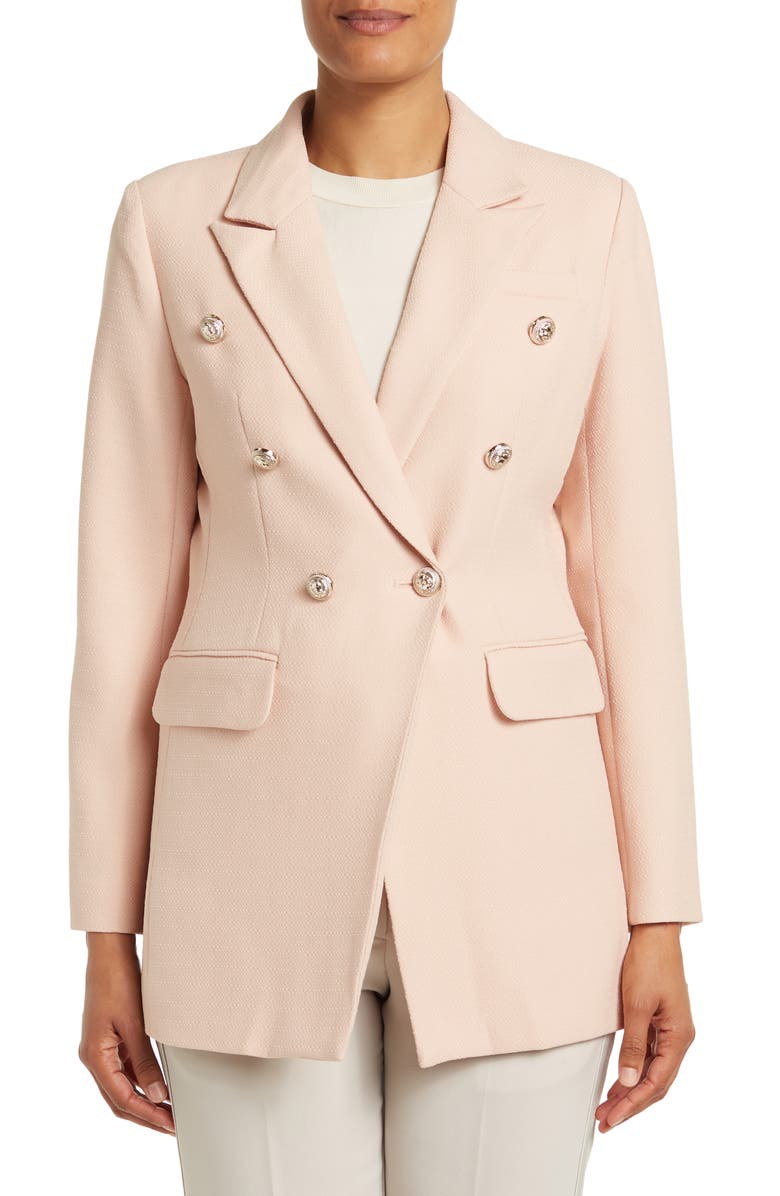 Belle & Bloom Textured Weave Double Breasted Blazer, Alternate, color, Blush
