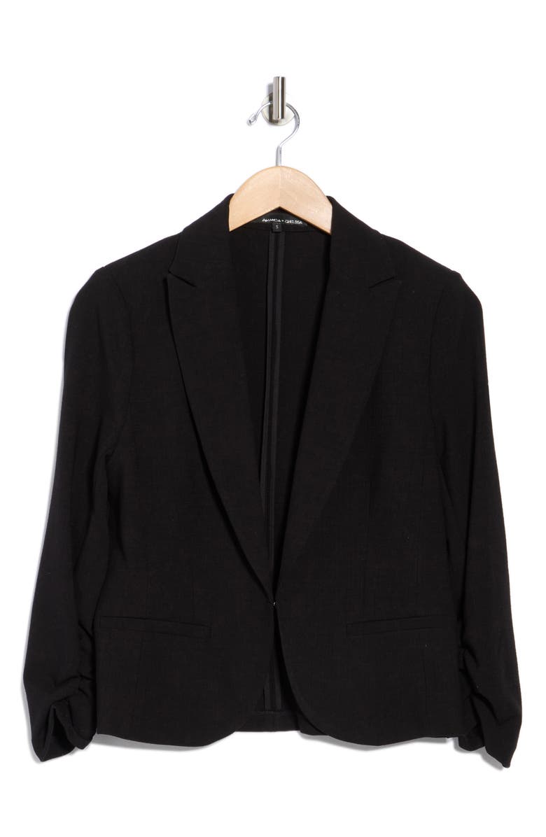 Amanda & Chelsea Scrunch Sleeve Blazer, Alternate, color, Black