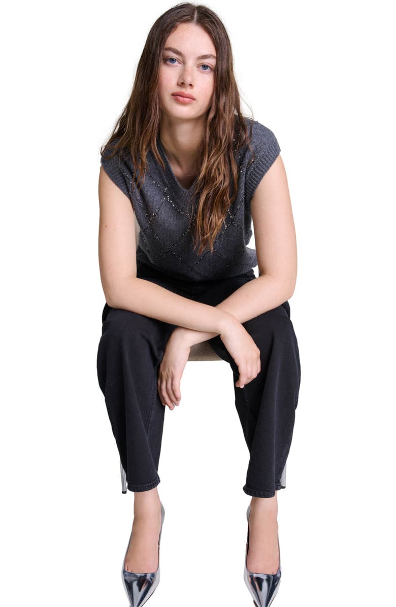 maje Sleeveless sequin sweater, Alternate, color, 