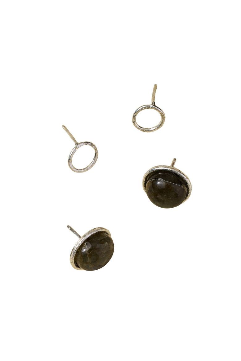 Indali Labradorite Semiprecious Stud Earrings, Main, color, Black