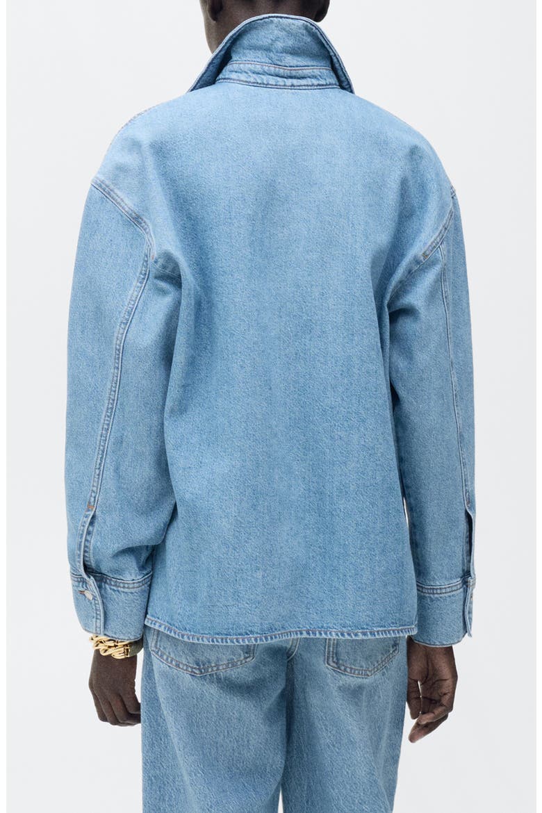 Denim Popover Top, Alternate, color, MEDIUM BLUE