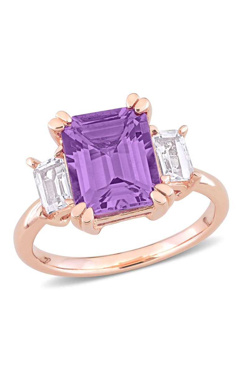 Julianna B. Gemstones Octagon 3-Stone Ring, Main, color, Amethyst/Rose-Plated