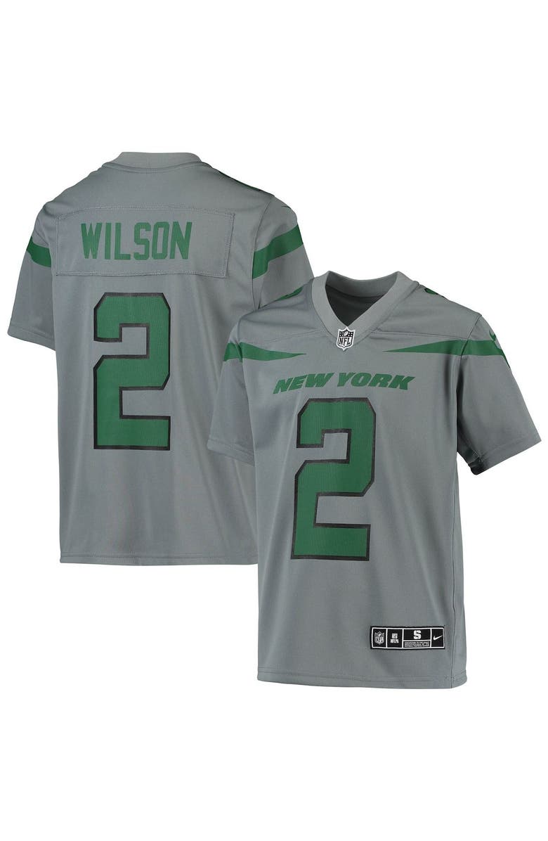 Nike Youth Nike Zach Wilson Gray New York Jets Inverted Team Game Jersey, Main, color, 