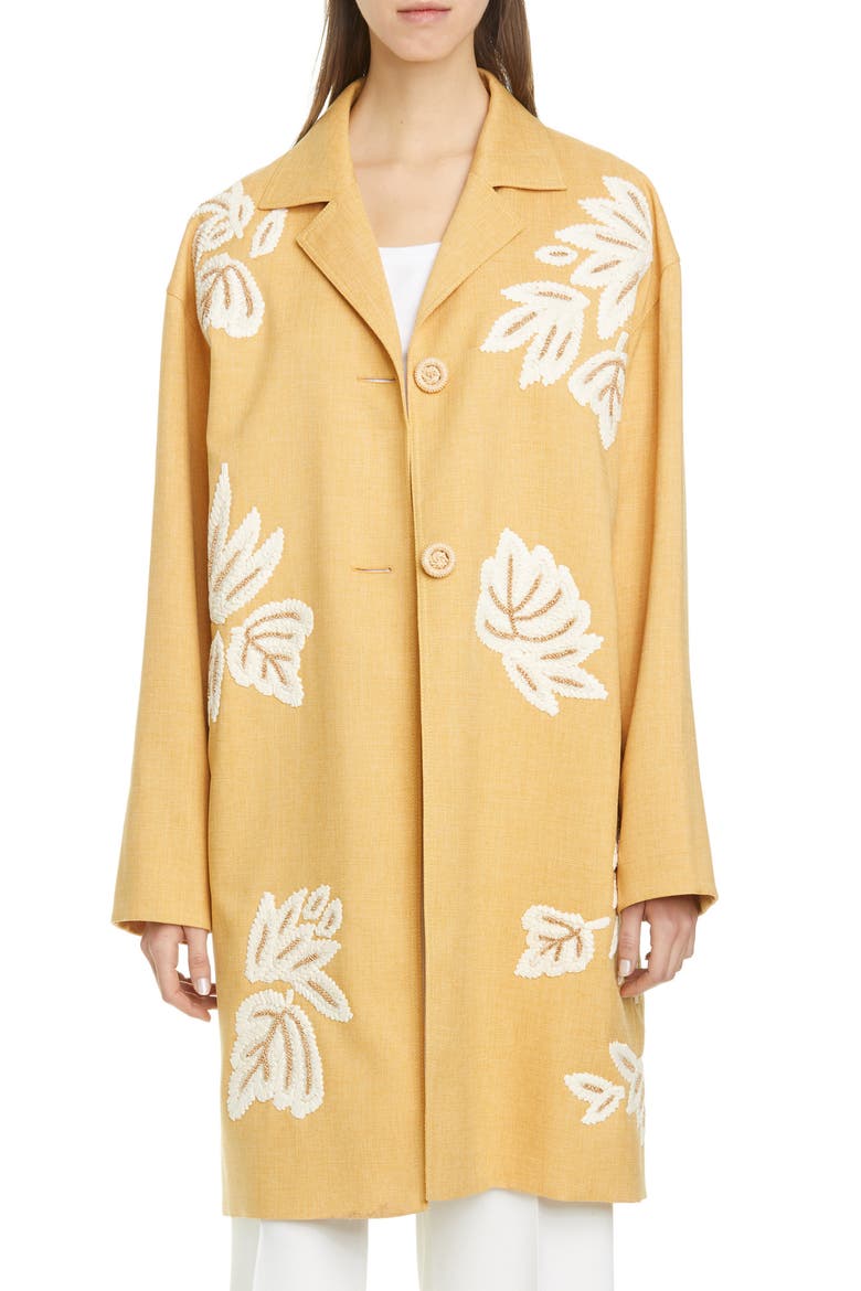 Myer Embellished Car Coat, Main, color, MARIGOLD MELANGE
